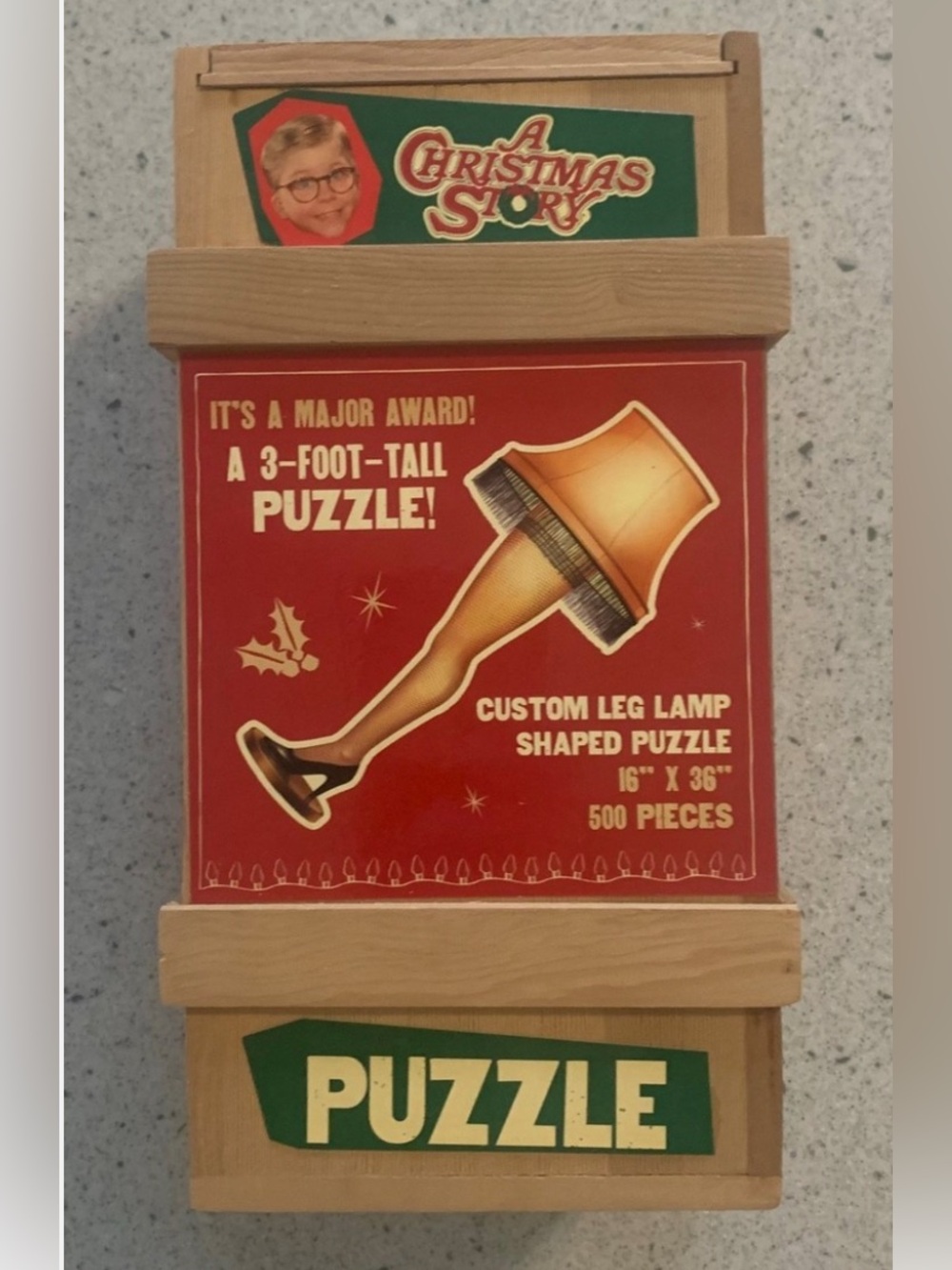 A Christmas Story Leg Lamp Puzzle - 500 piece - 16”x36” in Wood Crate COMPLETE
